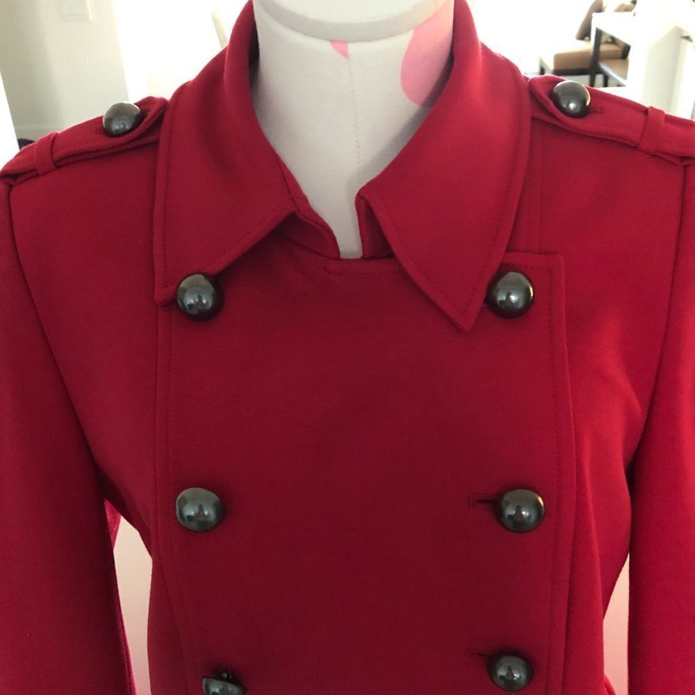 Planet Classic Double Breasted 12 Button Lined Collared Blazer Jacket Red Sz 8 - Picture 8 of 16